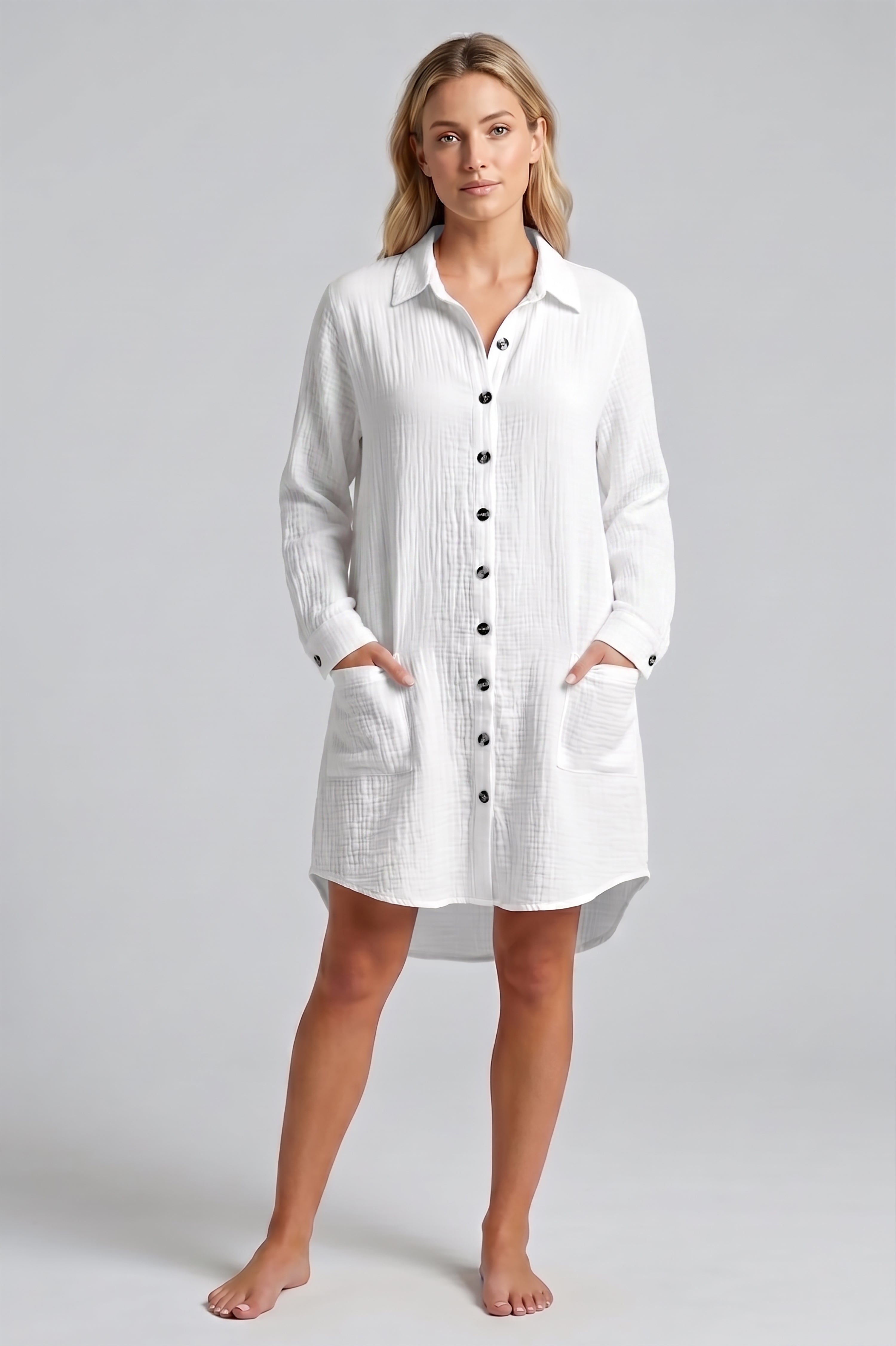 Linen button down cover up